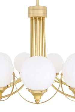 Wilmot lustre rétro 11 lumières en verre opale et doré. Mullan. 