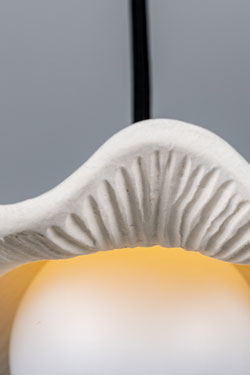 Rivale wavy and grooved ceramic pendant lamp. Mullan. 