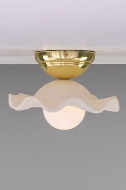Rivale wavy and grooved ceramic ceiling light. Mullan. 
