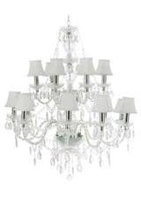 ROMEO lustre baroque 15 lumières transparent abat-jour blancs. Muno. ROMEO lustre baroque 15 lumières transparent abat-jour blancs. Muno.