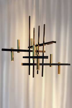 Akrobat black and gold pendant light. Myo. 