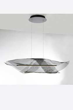 Aura contemporary pendant light in black steel mesh. Myo. 