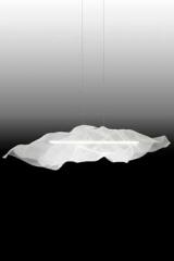 Aura pendant light with LED lighting and white steel shade. Myo. 