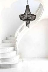 Medusa Stylized Black Metal Hot Air Balloon Chandelier. Myo. 