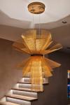 Contemporary chandelier in 24-carat gold metallic mesh Messier. Myo.