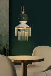 Green Art Deco pendant light with polished brass, by Boheme. Myo. 