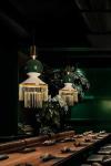 Green Art Deco pendant light with polished brass, by Boheme. Myo. 