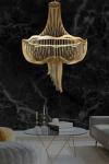 Medusa contemporary hot-air-balloon chandelier in matt gold-finish steel. Myo.