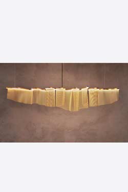 Ephelia linear LED illuminated sculpture pendant light. Myo. 