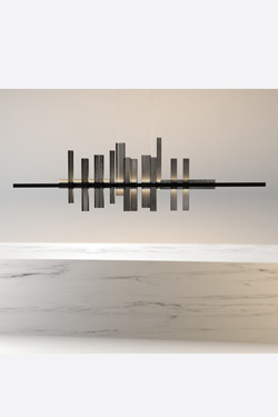 Large black Skyline Metropolis pendant light. Myo. 