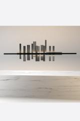 Large black Skyline Metropolis pendant light. Myo. 