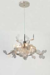 4-light pendant light in polished nickel finish, Unfocused. Myo. 