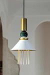 Small Art Deco pendant lamp with a green glass ball Boheme. Myo. 