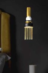 Small black, white and gold Art Deco pendant light by Boheme. Myo. 