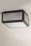 Patinated bronze and frosted glass square ceiling light. Nautic by Tekna. 