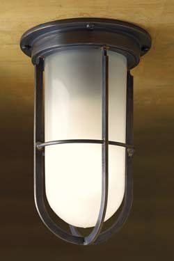 Docklight Ceiling plafonnier en bronze antique verre sablé. Nautic by Tekna. 