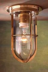 Dock light Ceiling polished bronze with clear glass. Nautic by Tekna. 