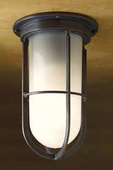 Docklight Ceiling antique bronze with sand-blasted glass. Nautic by Tekna. 