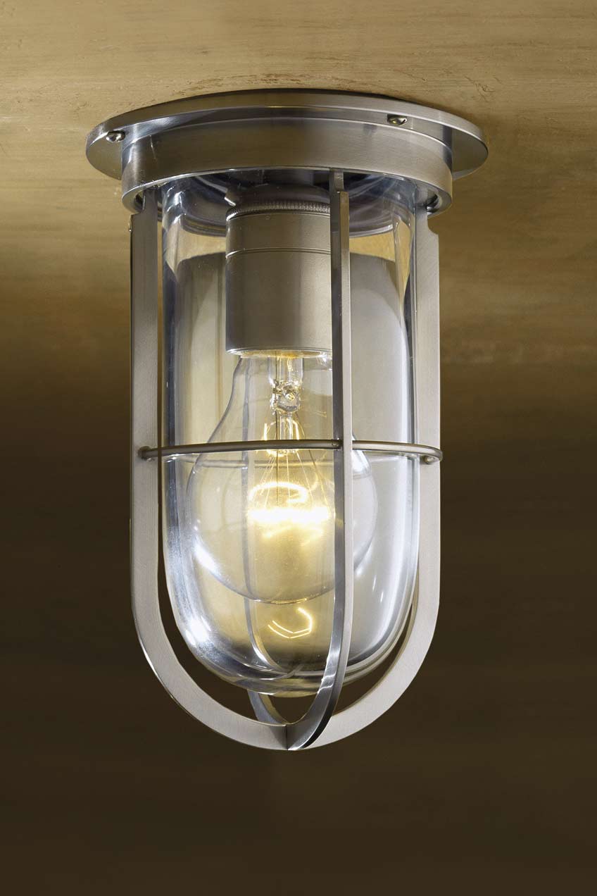 Docklight Ceiling matt nickel-plated bronze with clear glass. Nautic by Tekna. 