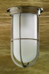 Docklight Ceiling matt nickel-plated bronze with sand-blasted glass. Nautic by Tekna. 