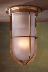 Docklight Ceiling polished bronze with sand-blasted glass. Nautic by Tekna. 