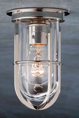 Docklight Ceiling polished nickel-plated bronze with clear glass. Nautic by Tekna. 