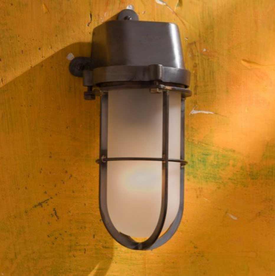 Admiral wall light in antique bronze and sand-blasted glass. Nautic by Tekna. 