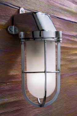 Admiral wall light in chrome-plated bronze with sand-blasted glass. Nautic by Tekna. 