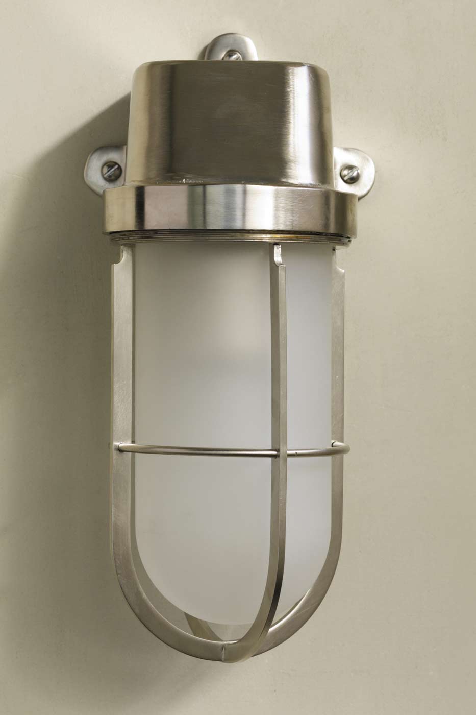 Admiral wall light in matt nickel-plated bronze with sand-blasted glass. Nautic by Tekna. 