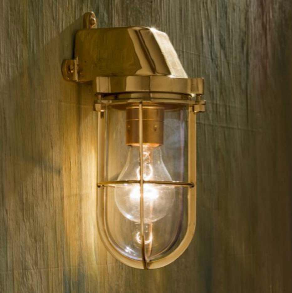 Admiral wall light in polished bronze with clear glass. Nautic by Tekna. 