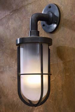 Docklight Wall antique bronze with sand-blasted glass. Nautic by Tekna. 