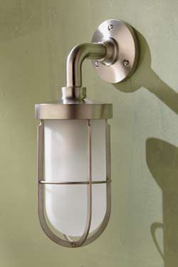 Docklight Wall matt nickel-plated bronze with sand-blasted glass. Nautic by Tekna. 