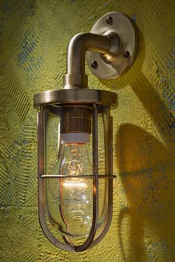 Docklight Wall polished bronze with clear glass. Nautic by Tekna. 