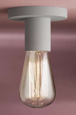 Plafonnier aluminium blanc laqué forme cylindrique pour ampoule décorative. Nautic by Tekna. 