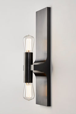 Walcott double wall lamp in black patinated bronze. Nautic by Tekna. 