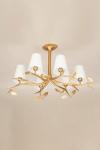 Folia branch chandelier 6 lights golden bronze. Objet insolite. 