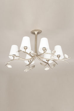Folia branch chandelier 6 lights silver bronze. Objet insolite. 