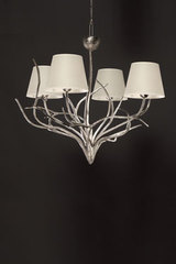4 lights chandelier in silver bronze. Objet insolite. 