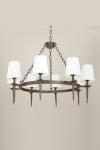 Mancha medieval chandelier in patinated bronze. Objet insolite. 
