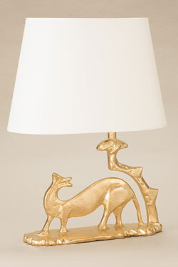 Donola lampe de table avec hermine dorée. Objet insolite. 