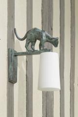 Lola outdoor wall lamp green patina in bronze and white glass. Objet insolite. Lola outdoor wall lamp green patina in bronze and white glass. Objet insolite.
