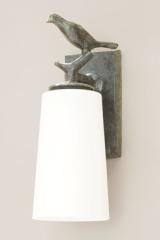 Plume outdoor wall lamp bird in grey-green bronze. Objet insolite. Plume outdoor wall lamp bird in grey-green bronze. Objet insolite.