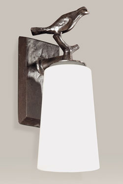 Plume outdoor wall lamp bird in patinated bronze. Objet insolite. 