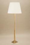 Inès 3-light gold floor lamp with large white shade. Objet insolite. 