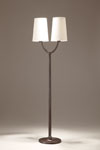 2 lights black patinated bronze floor lamp Perceval. Objet insolite. 