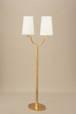 Perceval gold floor lamp 2 lights antique style. Objet insolite. 