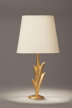 Lampe de table en bronze massif doré forme végétale Lys. Objet insolite. 