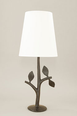 Folia petite lampe de table champêtre en bronze patiné. Objet insolite. 