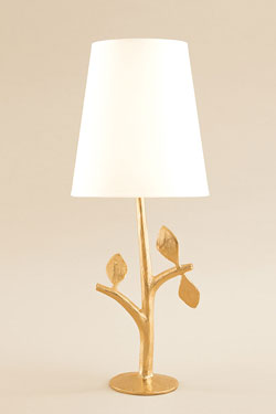 Folia petite lampe de table en bronze doré. Objet insolite. 