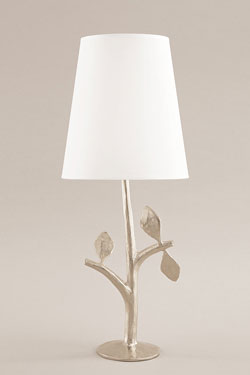 Folia petite lampe de table 3 feuilles en bronze argenté. Objet insolite. 